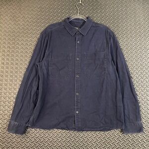 H&M Navy Blue Button Up Heavy Flannel Regular Fit Coupe‎ Standard Men's Size XL